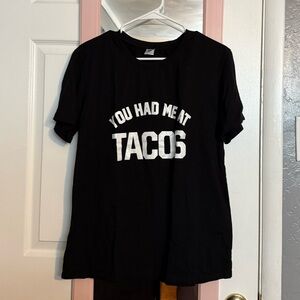 Black Graphic T-Shirt with Taco Print